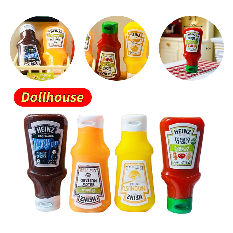 Baby Food Toy - 4Pcs Dollhouse Miniature Strawberry Sauce Jam