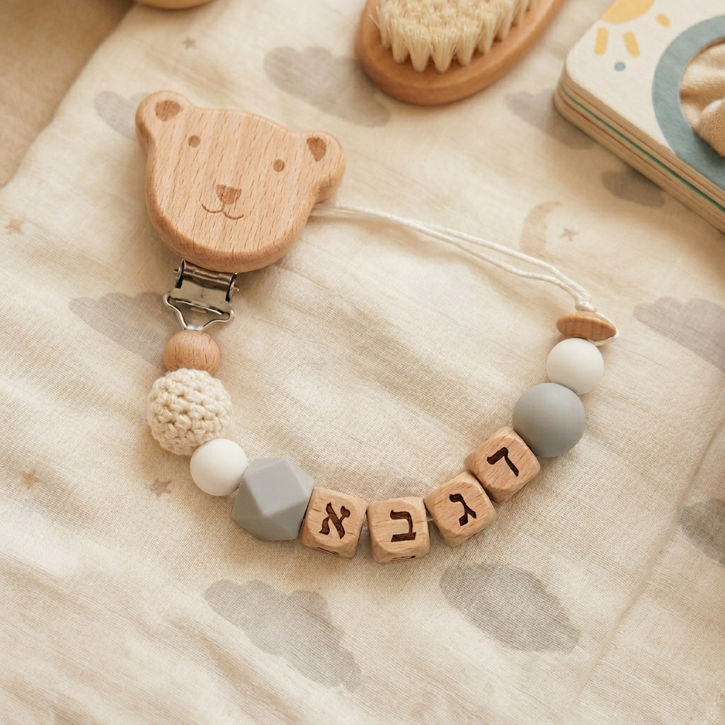 Baby Food Teether - 2026 Baby Custom Hebrew Name Silicone