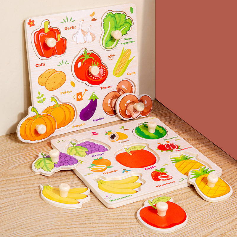 Montessori Wooden Puzzles Toys - Baby Food Eat avaliação e preço