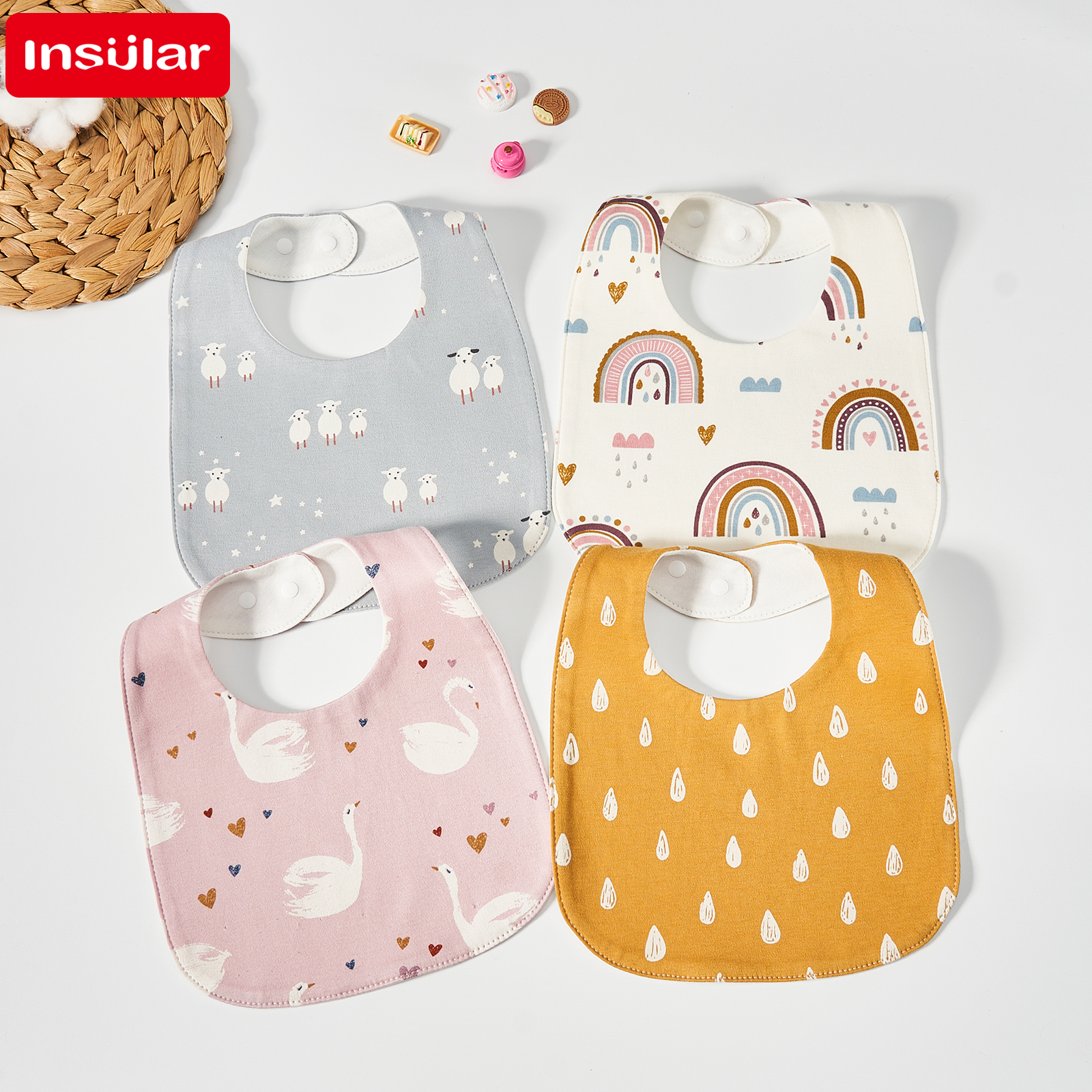 INSULAR 1pc Baby Bibs Burp Clo - Baby Rice Food avaliação e preço