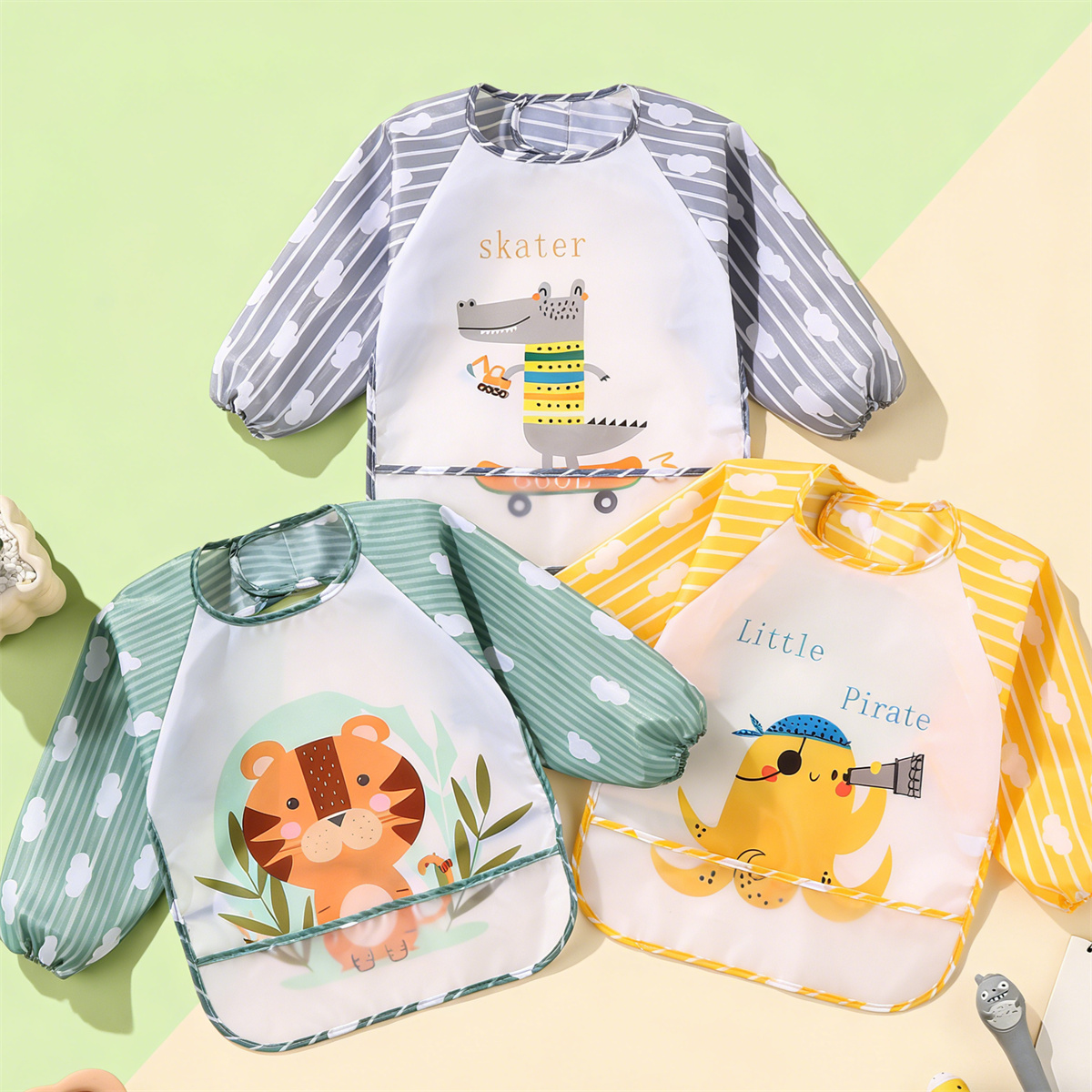 2pcs Waterproof Full Sleeve Ba - Baby Food Eat avaliação e preço
