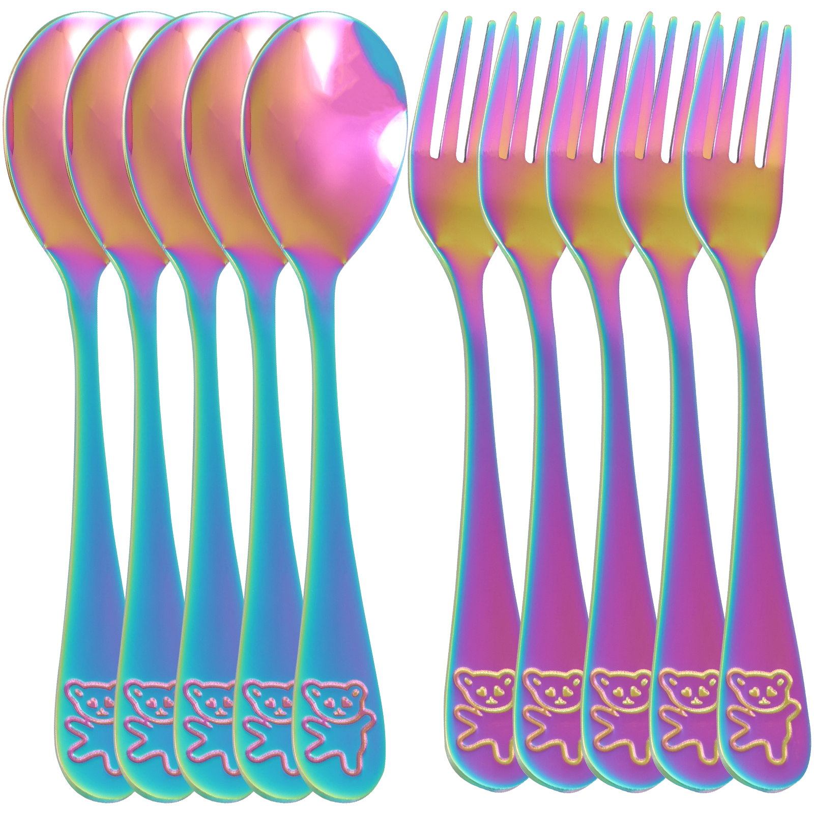 10Pcs Children's Forks and Spo - Self Feed Spoon avaliação e preço