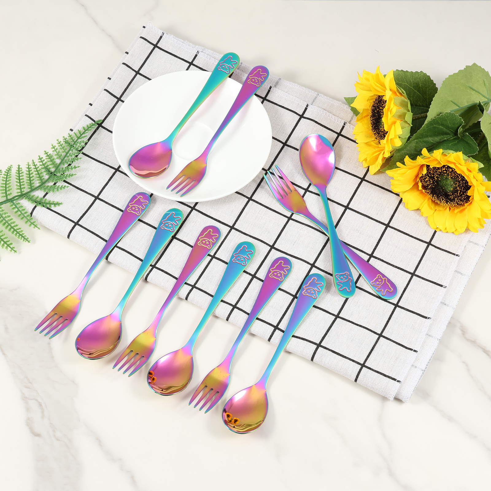 10Pcs Children's Forks and Spo - Self Feed Spoon avaliação e preço