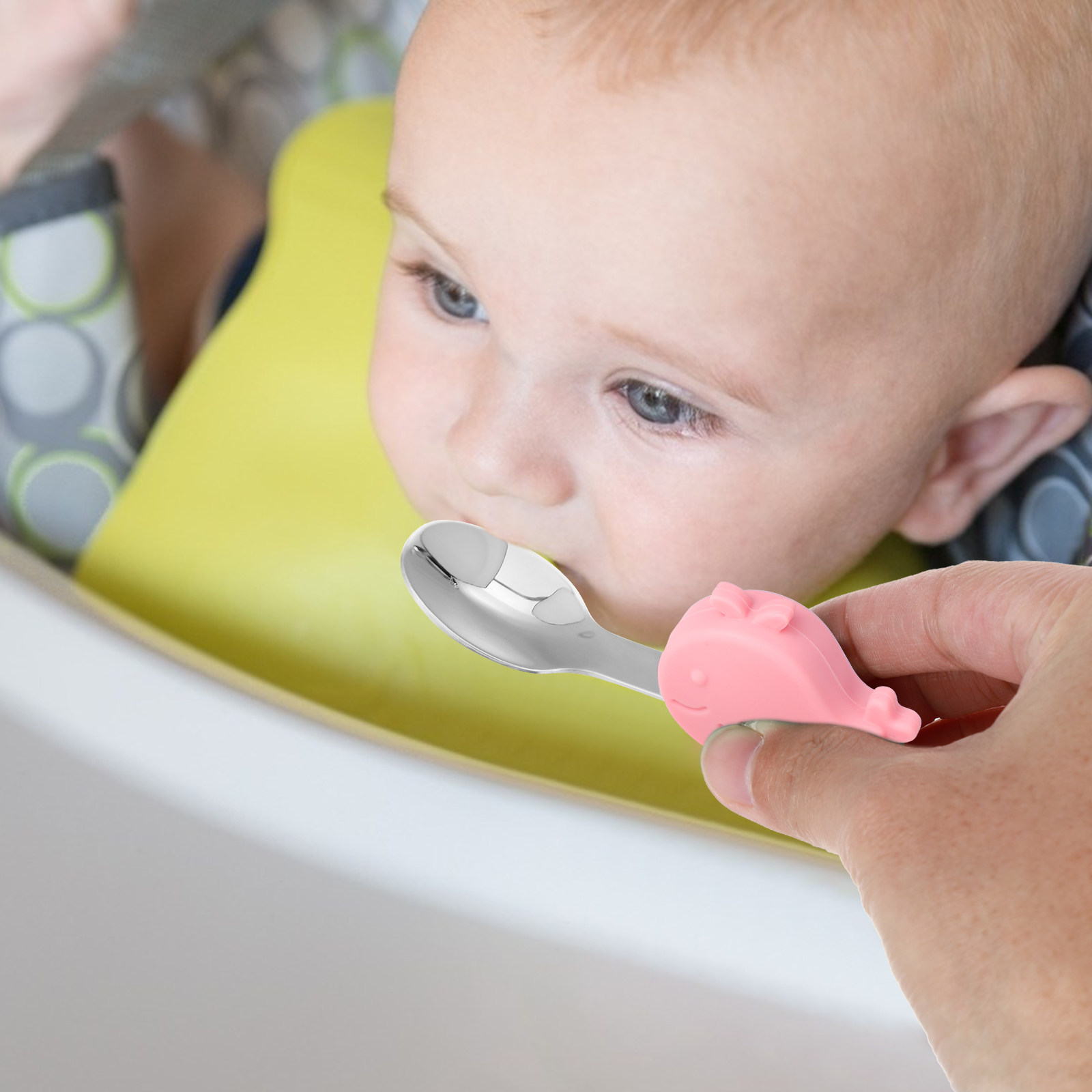 1Set Baby Cutlery Set Light Co - Self Feed Spoon avaliação e preço