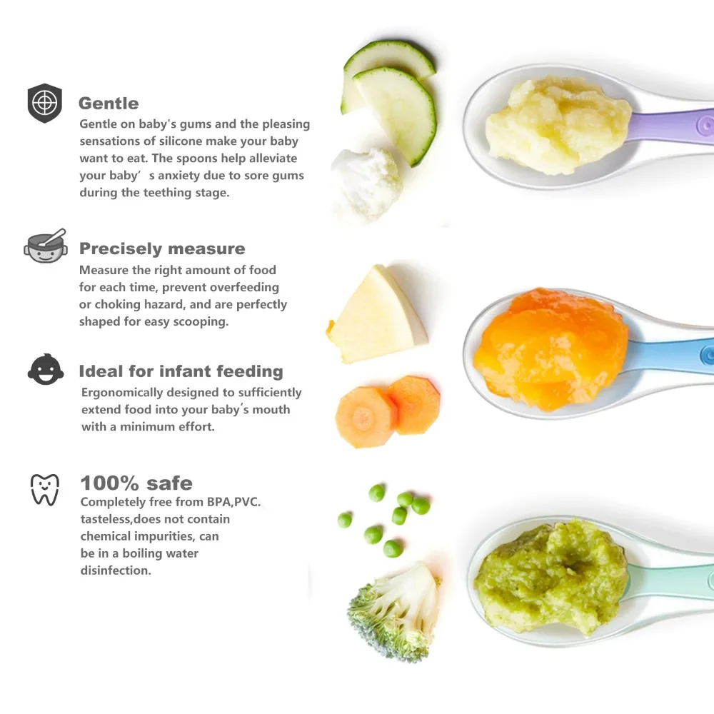 Baby Spoons Soft Silicone Todd - Baby Food Nutrition avaliação e preço