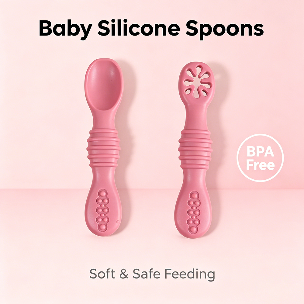 2PCS Silicone Baby Feeding Spo - Self Feed Spoon avaliação e preço