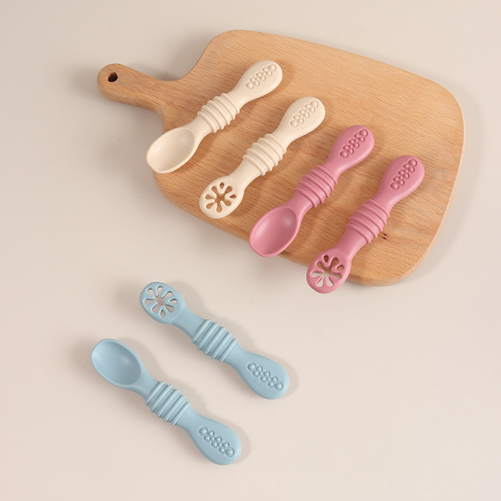 2PCS Silicone Baby Feeding Spo - Self Feed Spoon avaliação e preço