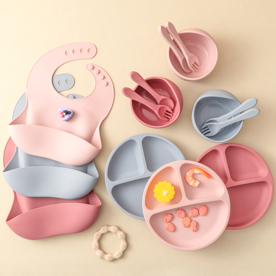 5Pcs Baby Silicone Feeding Set - Baby Food Game avaliação e preço