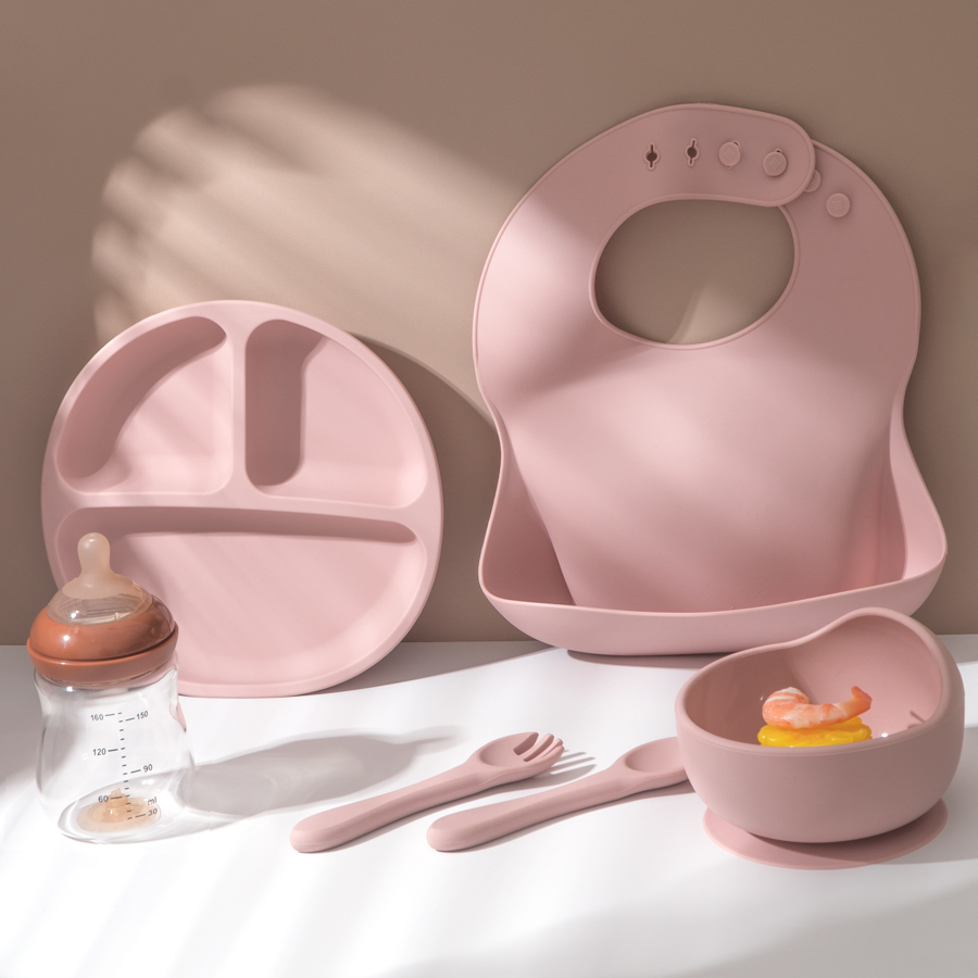 5Pcs Baby Silicone Feeding Set - Baby Food Game avaliação e preço