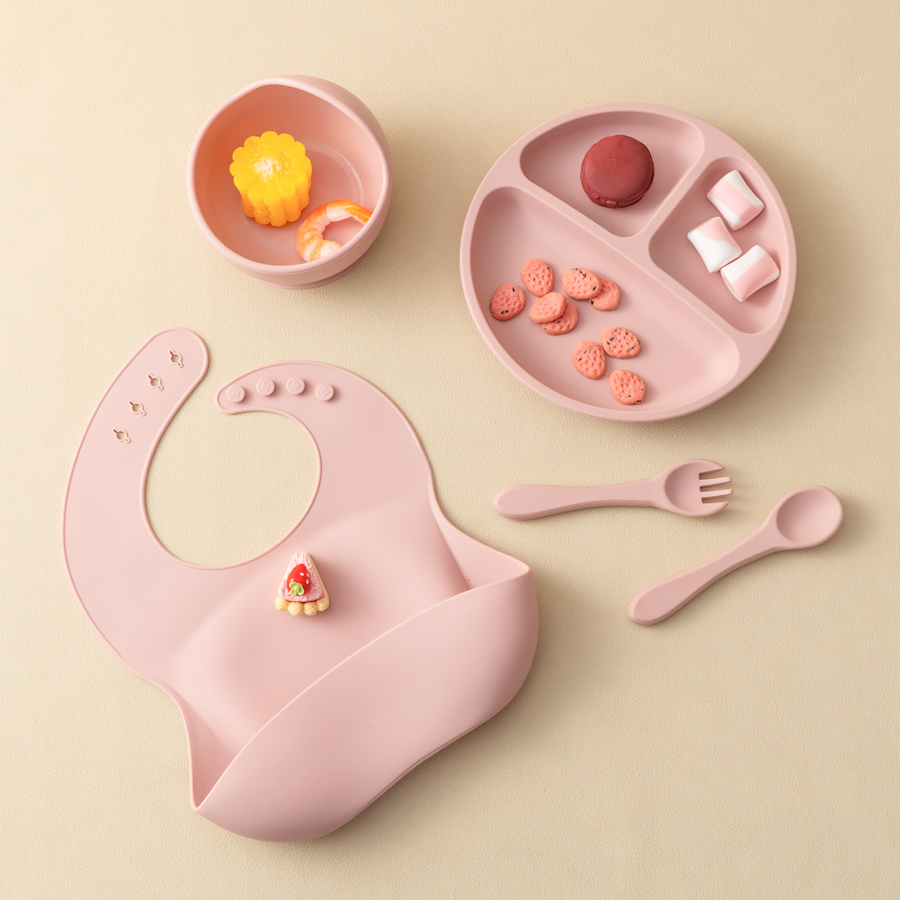 5Pcs Baby Silicone Feeding Set - Baby Food Game avaliação e preço