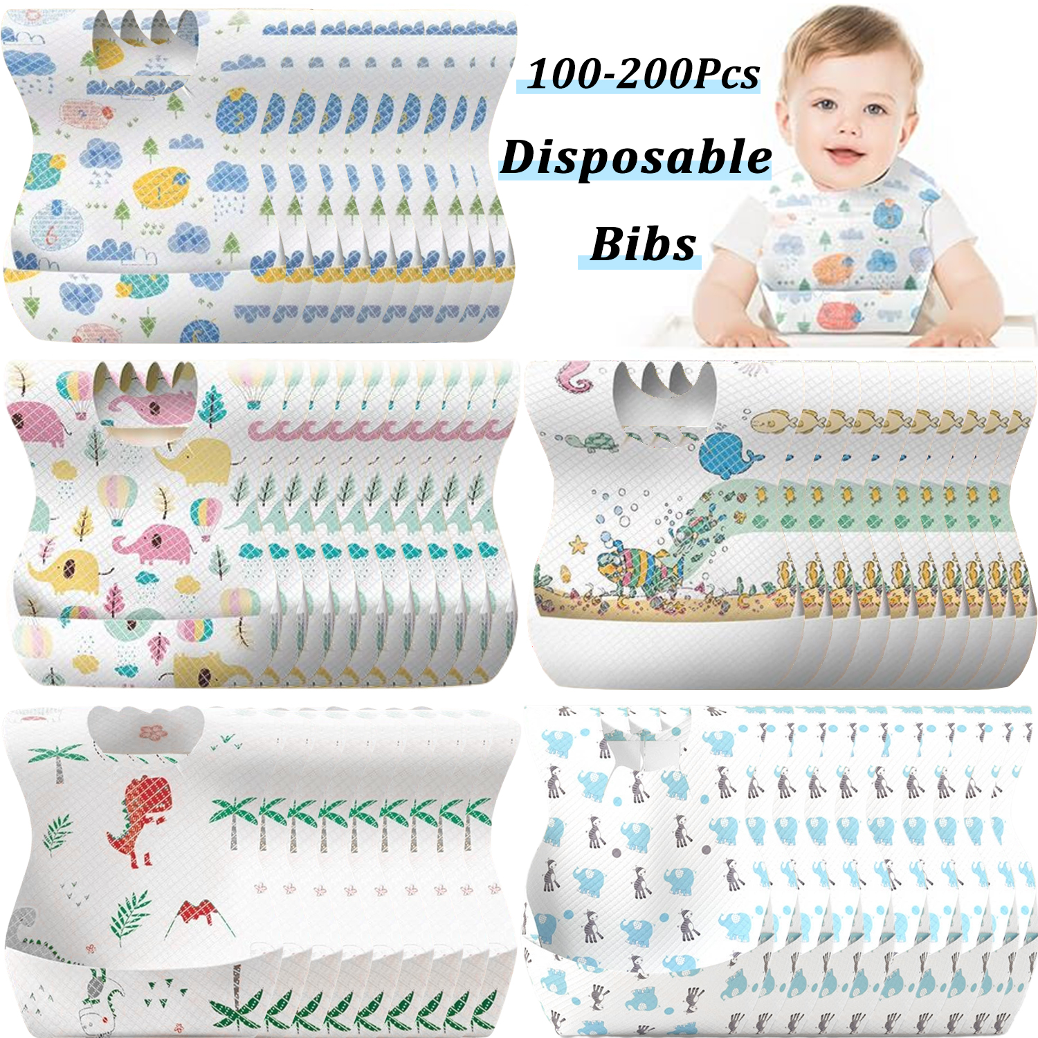 100Pcs Disposable Baby Bibs In - Baby Food For Travelling avaliação e preço