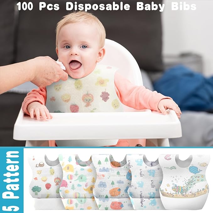 100Pcs Disposable Baby Bibs In - Baby Food For Travelling avaliação e preço