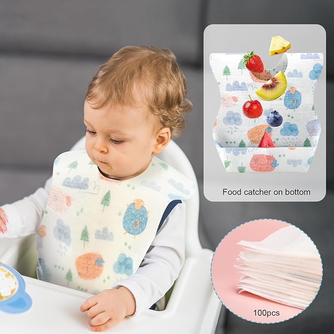 100Pcs Disposable Baby Bibs In - Baby Food For Travelling avaliação e preço