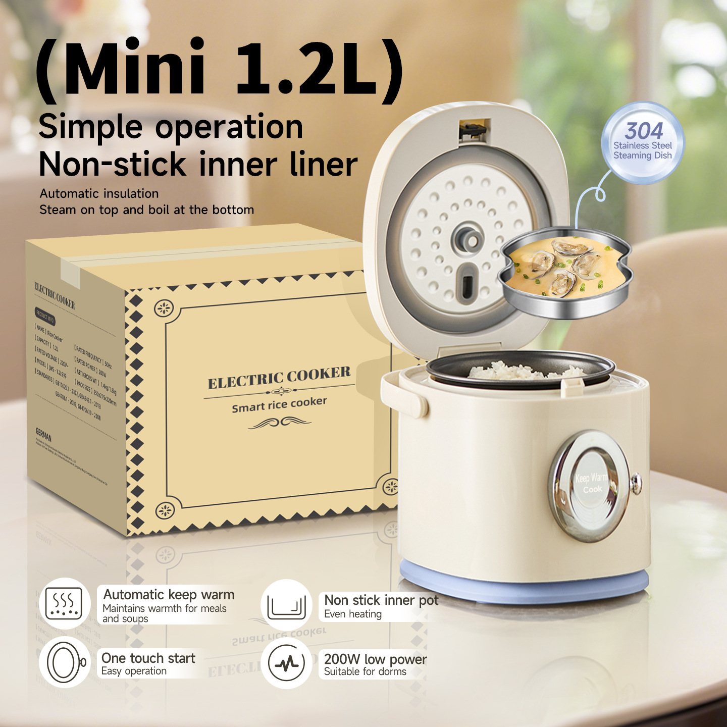 Electric Rice Cooker 1.2L Mini - Baby Rice Food avaliação e preço