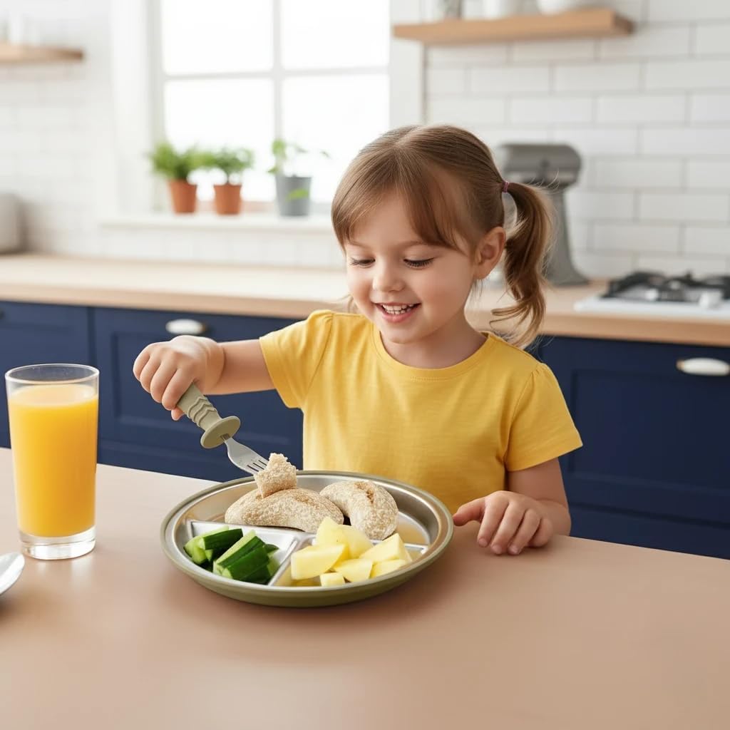 8PCS Baby Feeding Set Stainles - Self Feed Spoon avaliação e preço