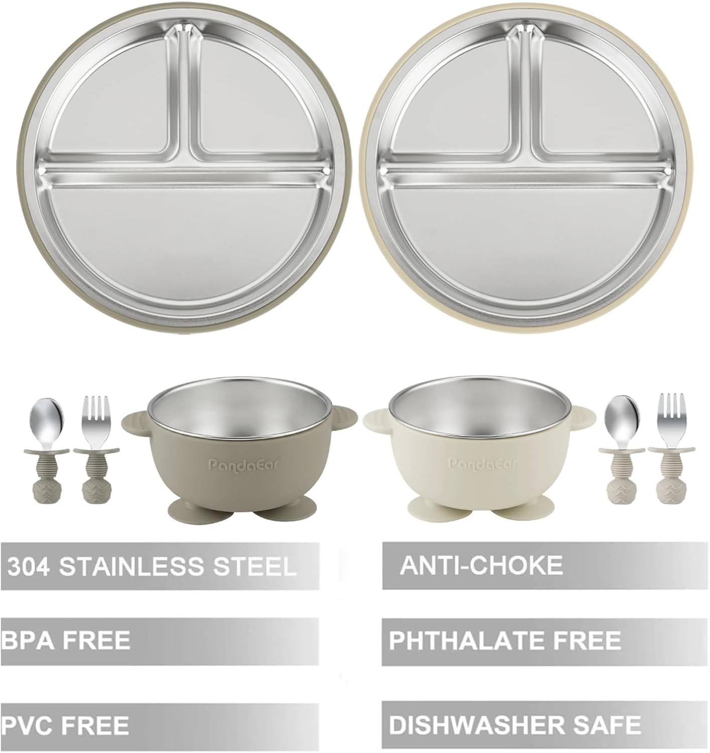 8PCS Baby Feeding Set Stainles - Self Feed Spoon avaliação e preço