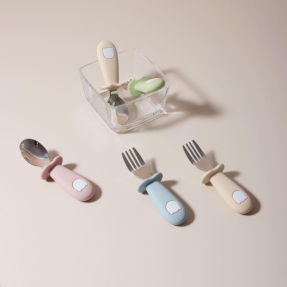 NEW Baby Silicone Spoon & Fork - Self Feed Spoon avaliação e preço