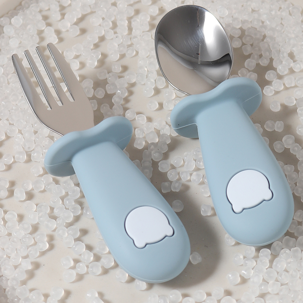 NEW Baby Silicone Spoon & Fork - Self Feed Spoon avaliação e preço