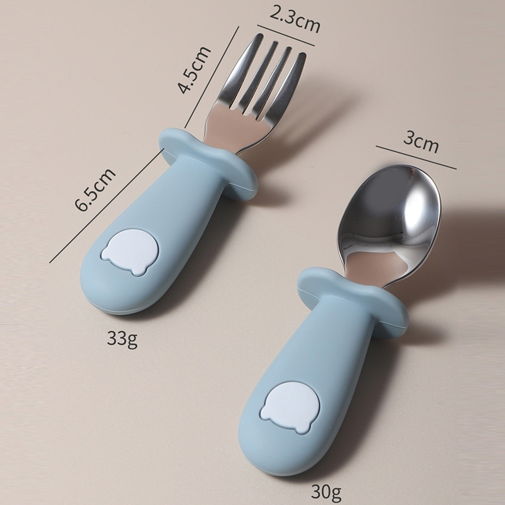 NEW Baby Silicone Spoon & Fork - Self Feed Spoon avaliação e preço