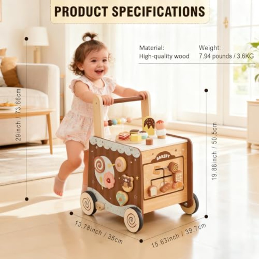 Montessori wooden baby walker  - Baby Food Toy avaliação e preço