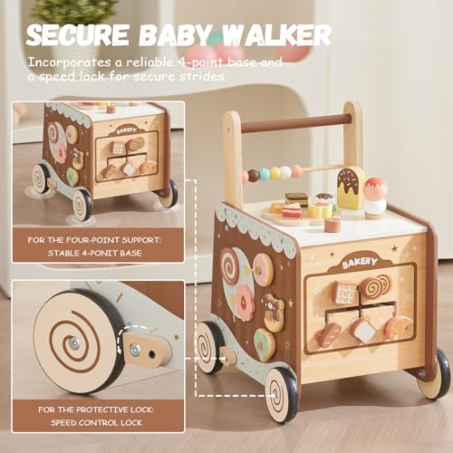 Montessori wooden baby walker  - Baby Food Toy avaliação e preço