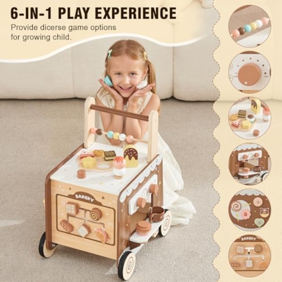 Montessori wooden baby walker  - Baby Food Toy avaliação e preço