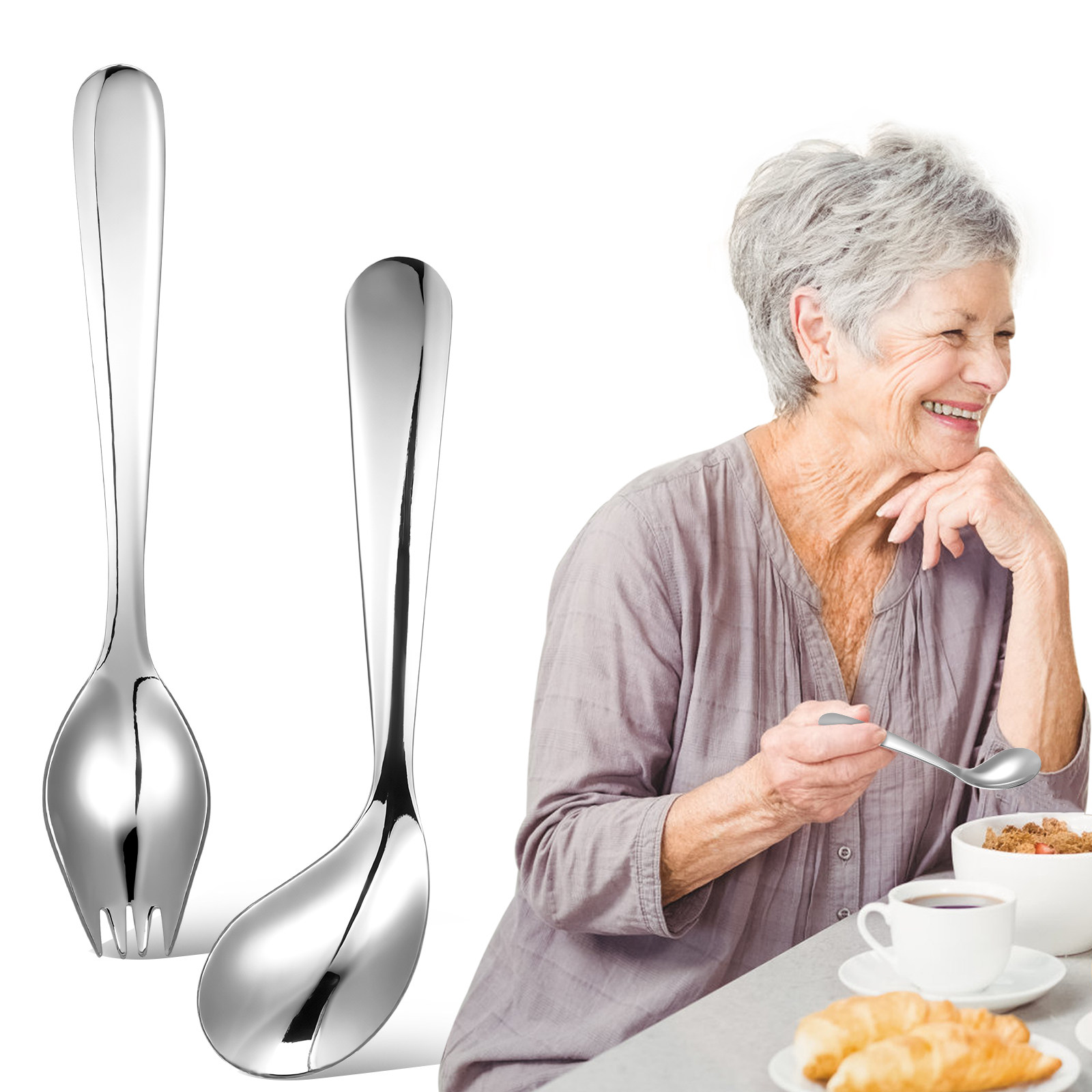 1Set Adaptive Angled Stainless - Self Feed Spoon avaliação e preço