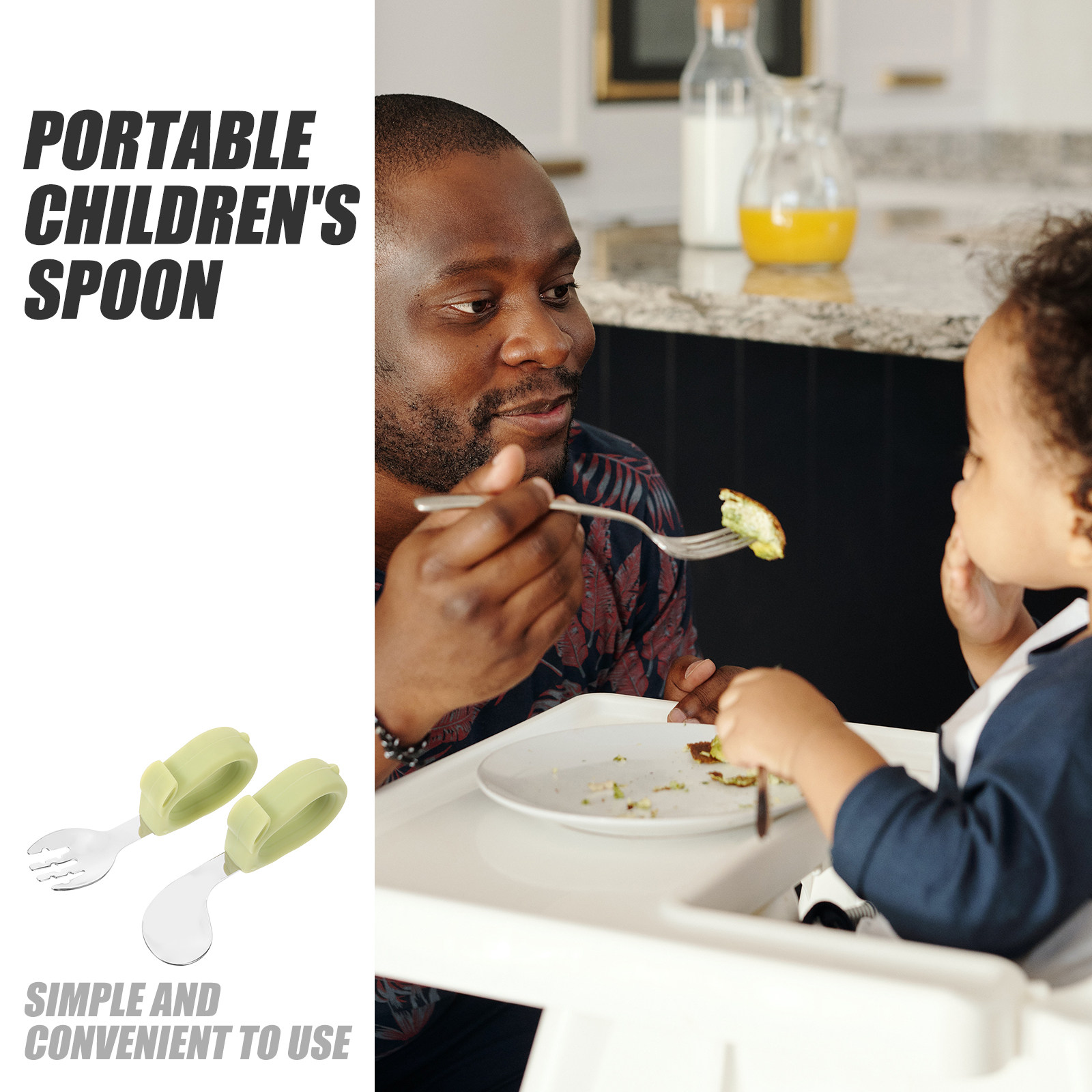 1Set Toddler Spoon and Fork Se - Self Feed Spoon avaliação e preço