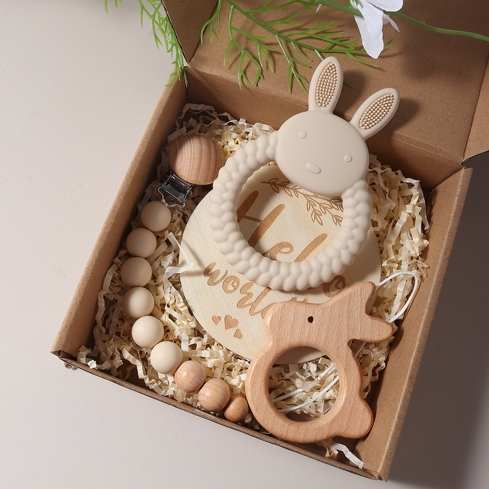 New born baby gift set silicon - Baby Food Teether avaliação e preço