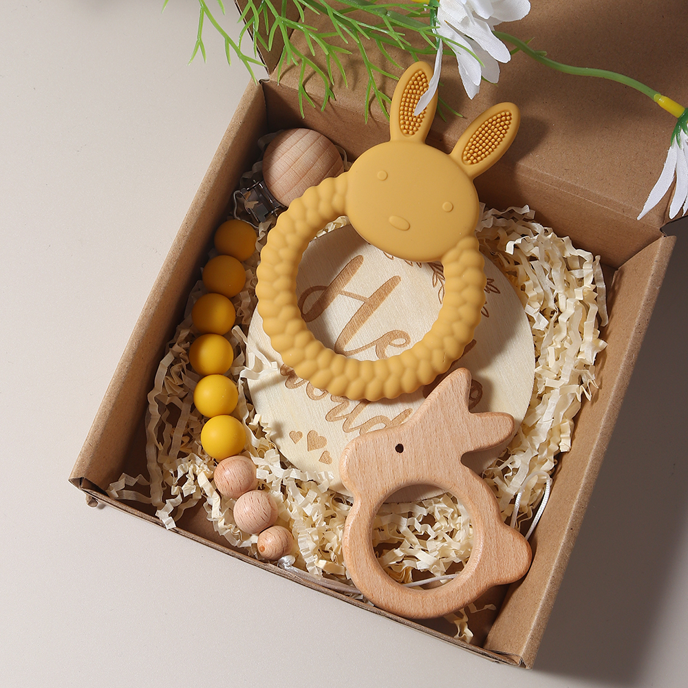 New born baby gift set silicon - Baby Food Teether avaliação e preço