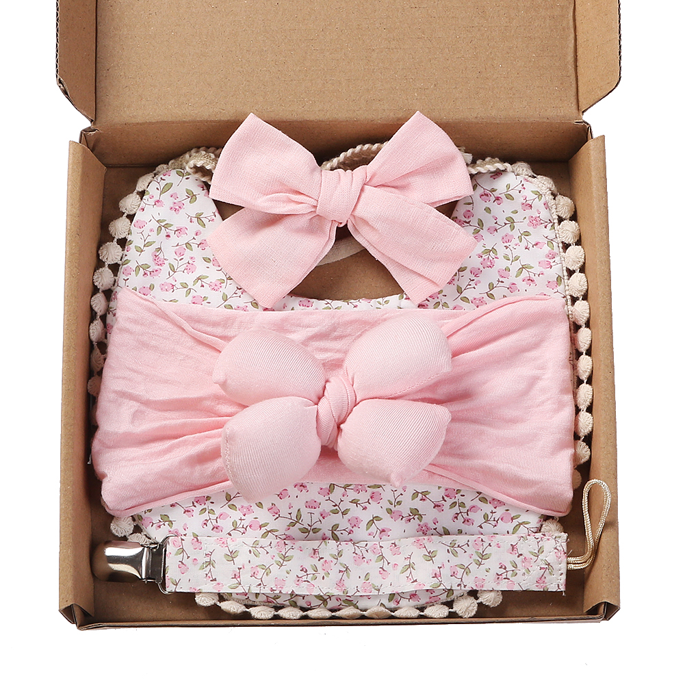 4Pcs/Set Flower Print Baby Bib - Baby Food Pacifier avaliação e preço